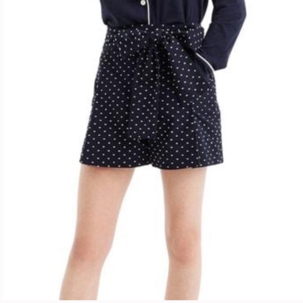 J. Crew Women’s Tie Waist Shorts in Clip Dot (K)